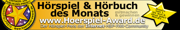 Banner zum Hörspiel- und Hörbuch des Monats